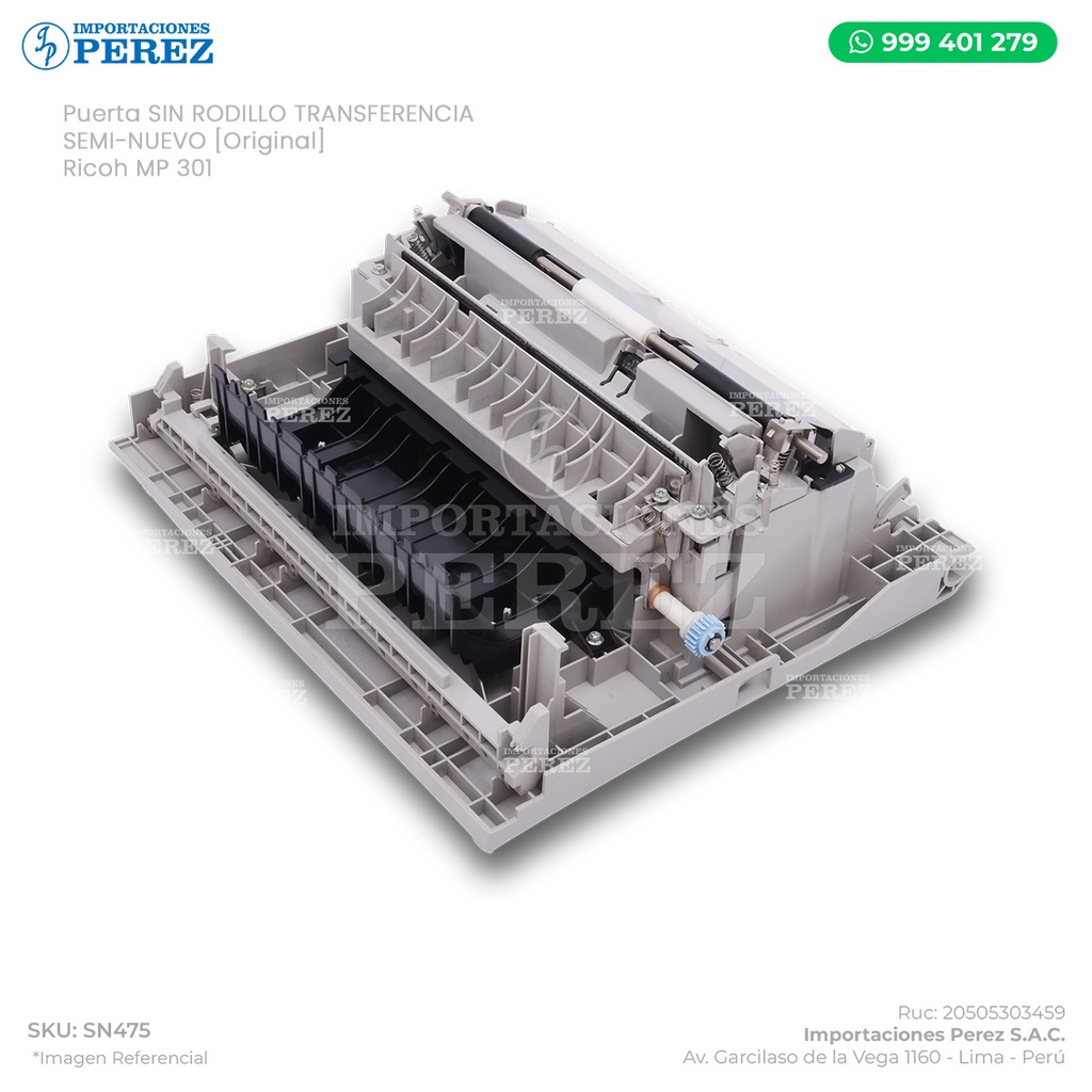 Puerta SIN RODILLO TRANSFERENCIA (COVER:RIGHT:DUPLEX:ASS'Y + GUIDE PLATE:REVERSE:DUPLEX:ASS'Y) - SEMI-NUEVO [Original - Ricoh]