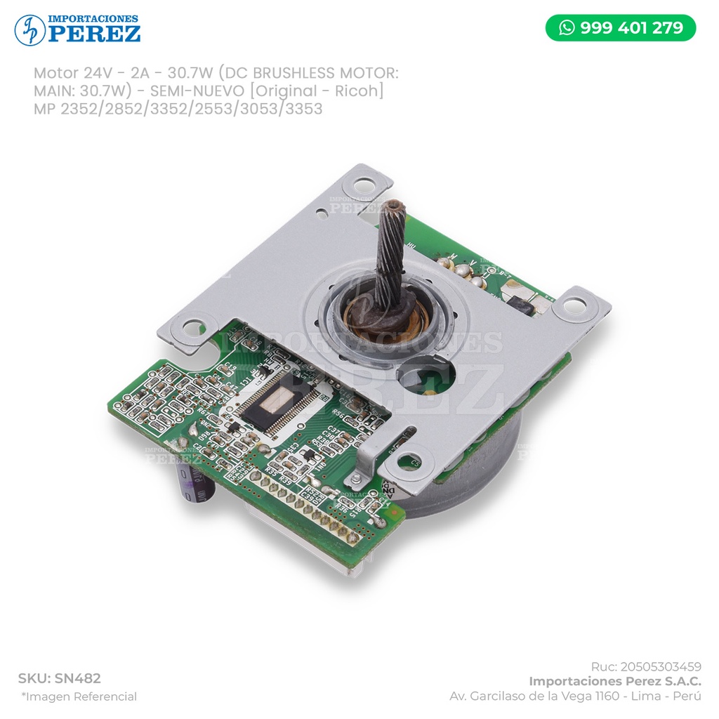 Motor 24V - 2A - 30.7W (DC BRUSHLESS MOTOR: MAIN: 30.7W) - SEMI-NUEVO [Original - Ricoh]