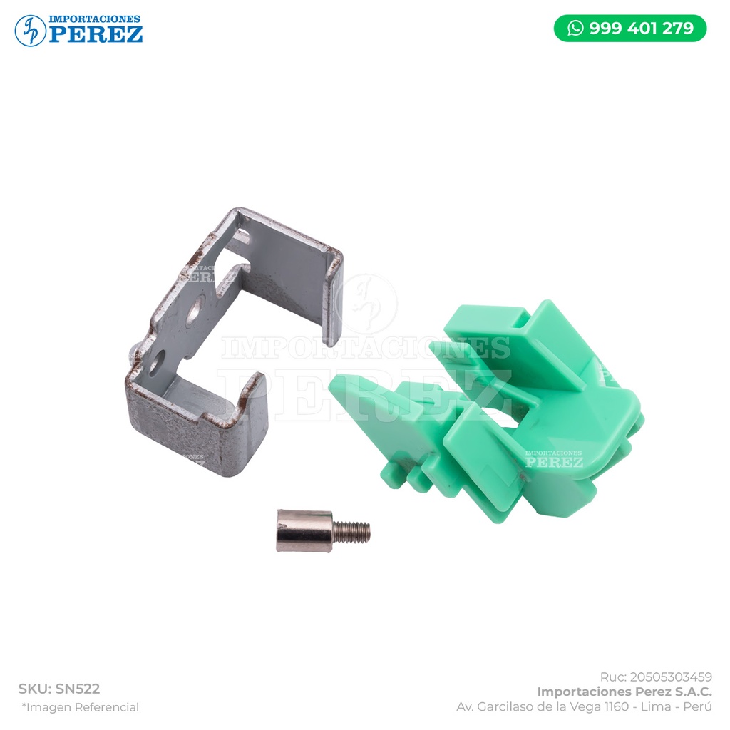 Tope Verde Comleto de Bandeja (STOPPER + MOUNTING PLATE + SHOULDER SCREW /2) - SEMI-NUEVO [Original - Konica Minolta]