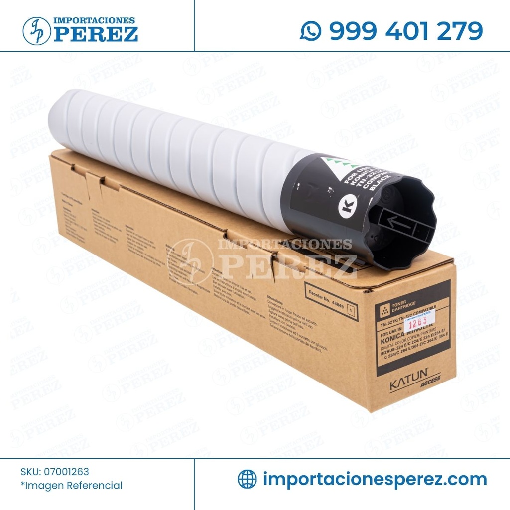 Toner Cartucho Black Konica Minolta [Access Katun] (544g) (Tn321K/322K) 