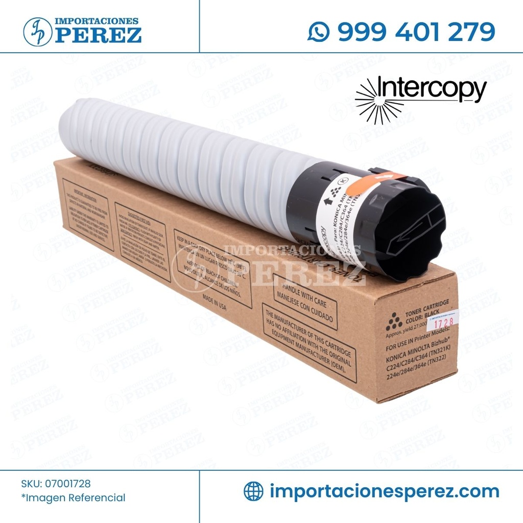 Toner Cartucho Black Konica Minolta [Intercopy] (547g) (Tn321K) 