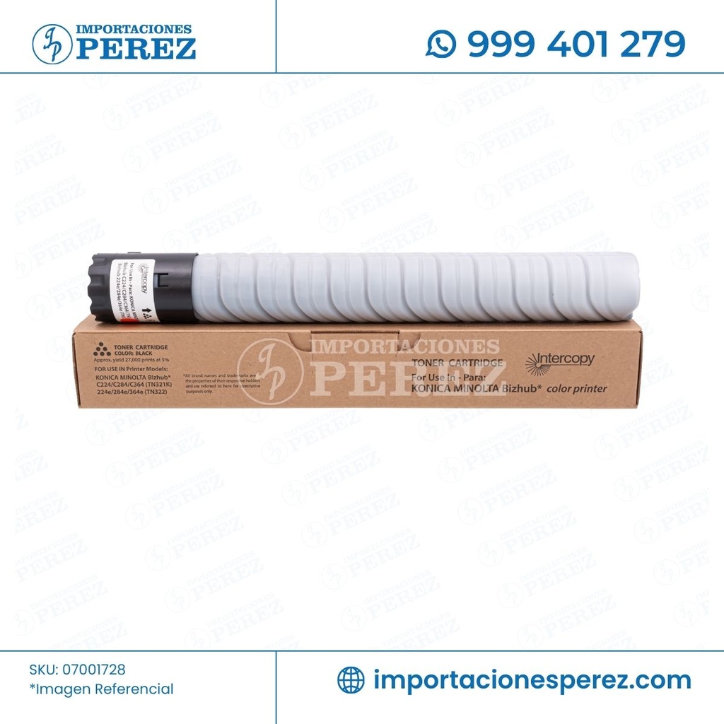 Toner Cartucho Black Konica Minolta [Intercopy] (547g) (Tn321K) 