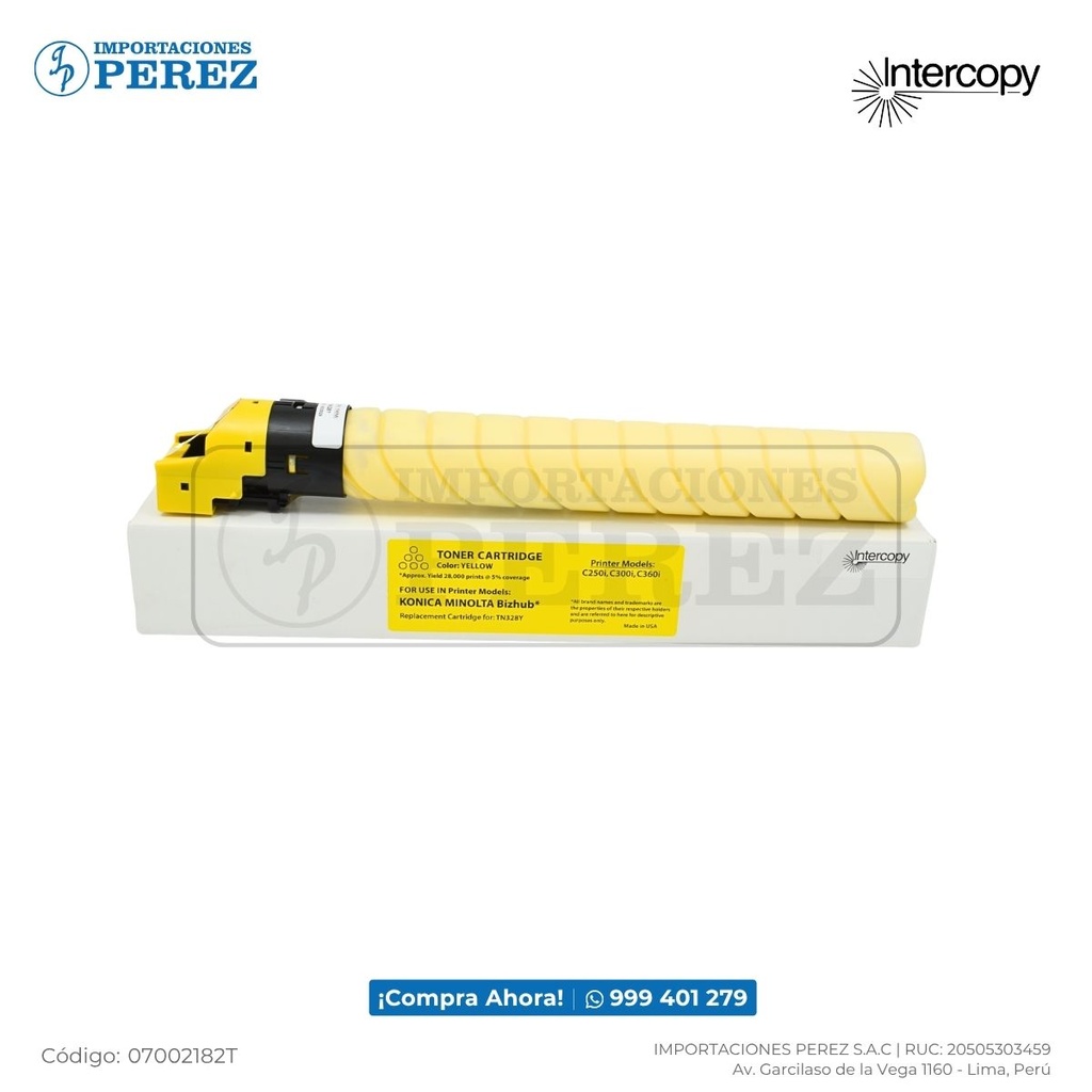 Toner Cartucho Yellow Konica Minolta [Intercopy] Tn328Y/Tn328Y 498g 