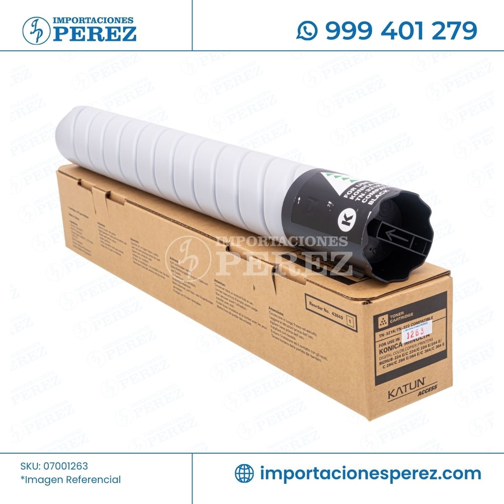 Toner Cartucho Black Konica Minolta [Access Katun] (544g) (Tn321K/322K) 