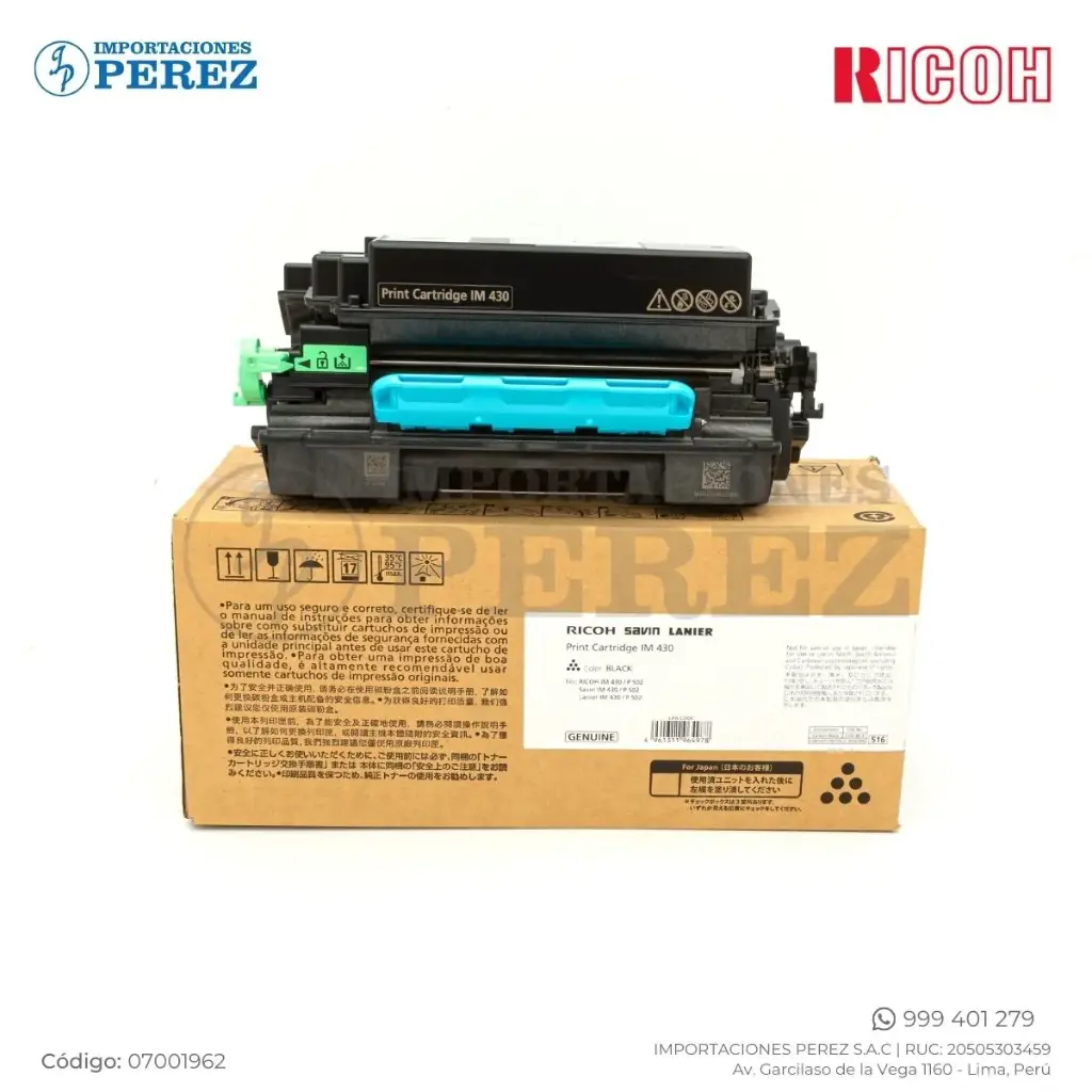 Toner Cartucho Ricoh [Original] IM430 