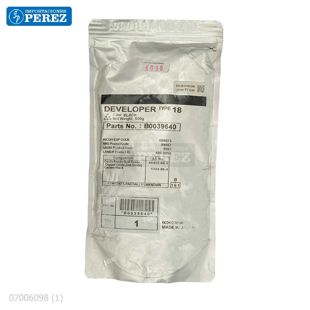 Revelador 500g [Original - Ricoh] Type 18 