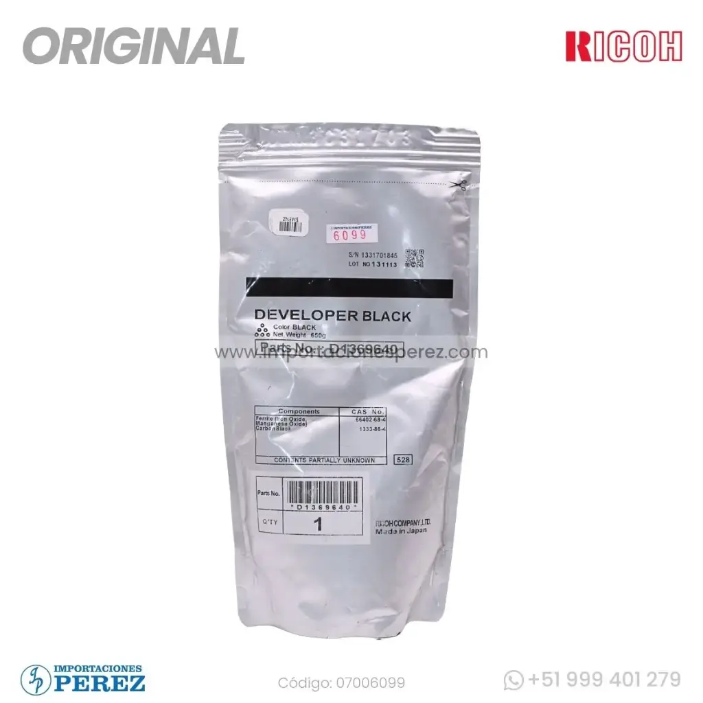 Revelador Black 620g [Original - Ricoh]