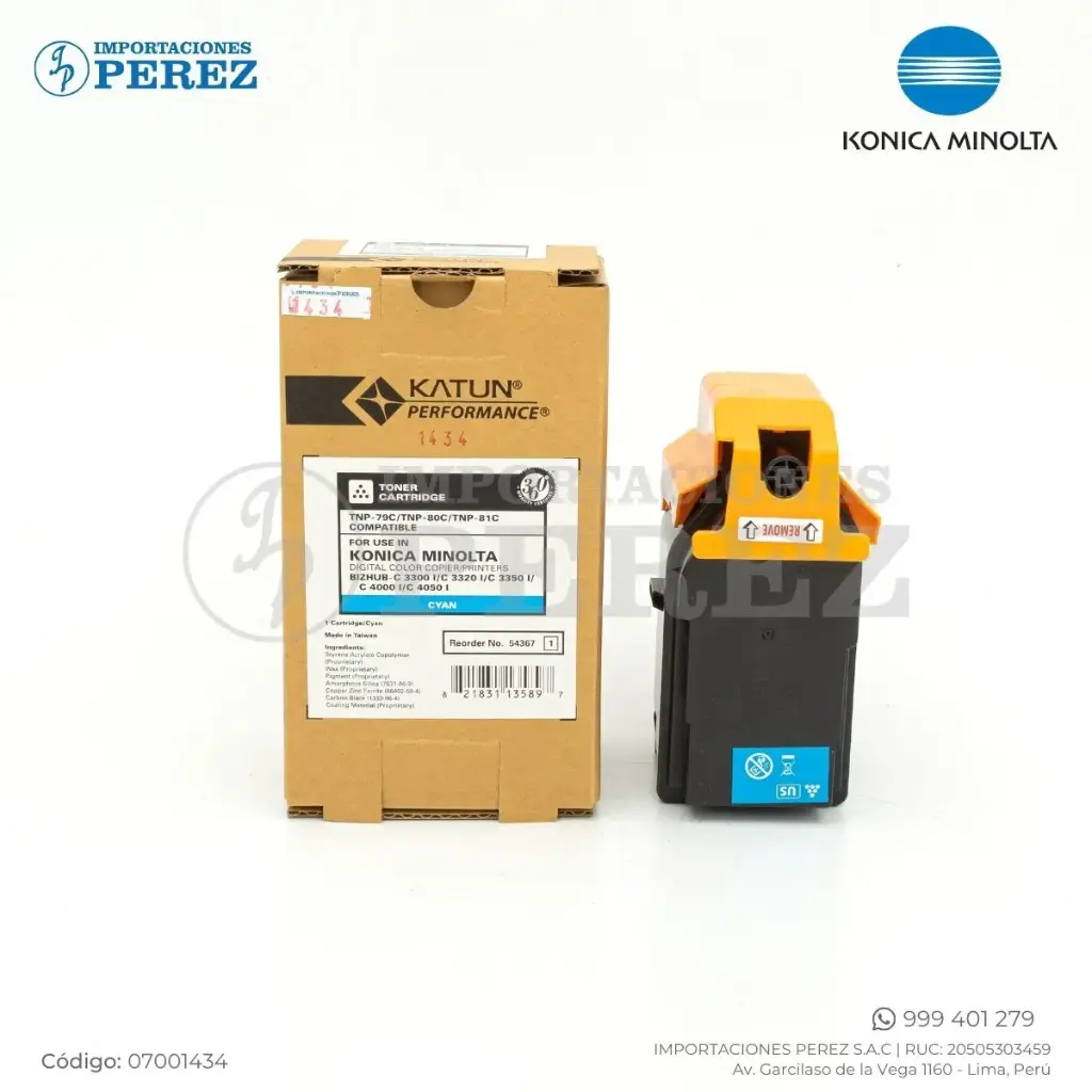 Toner Cartucho Cyan 110v TNP79C/TNP80C/TNP81C 156g [Katun Performance]