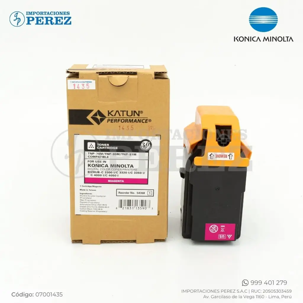 Toner Cartucho Magenta 110v TNP79M/TNP80M/TNP81M 164g [Katun Performance]