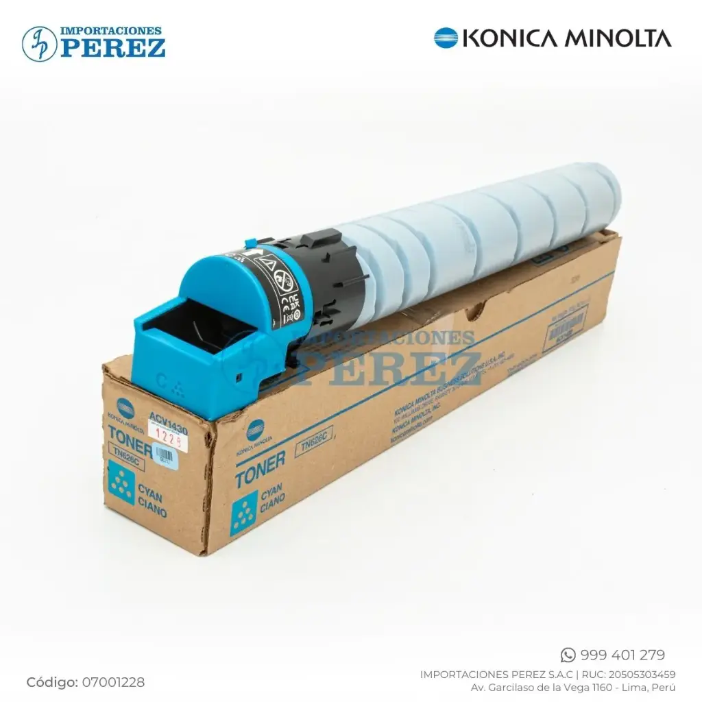 Toner Cartucho Cyan Konica Minolta [Original] 110v TN626C 513g 