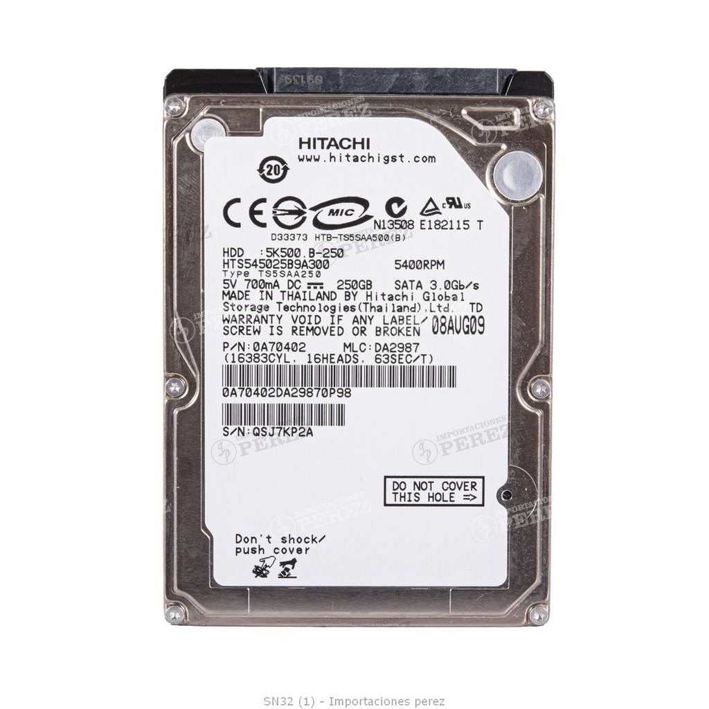 Disco Duro (solo disco) 250Gb - SEMI-NUEVO [Original - Konica Minolta]