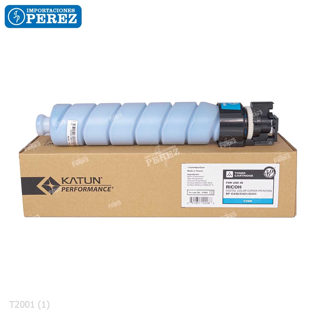 Toner Cartucho Cyan Ricoh [Katun Performance] Type SC430A 360g 