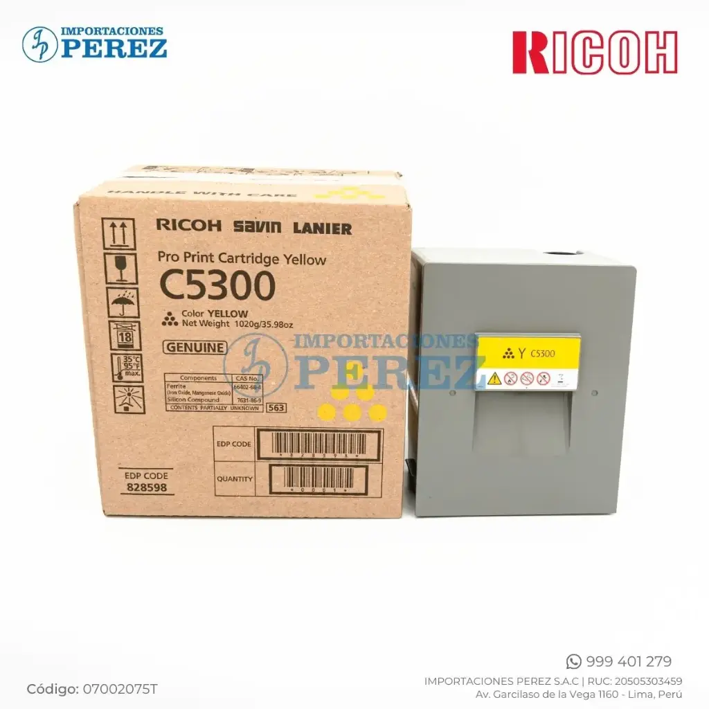 Toner Cartucho Yellow Ricoh [Original] 1020g 