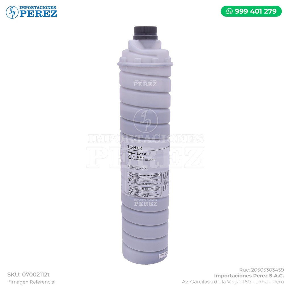 Toner Cartucho Ricoh [DKI - Presentación Original] Type 6110D 1100g