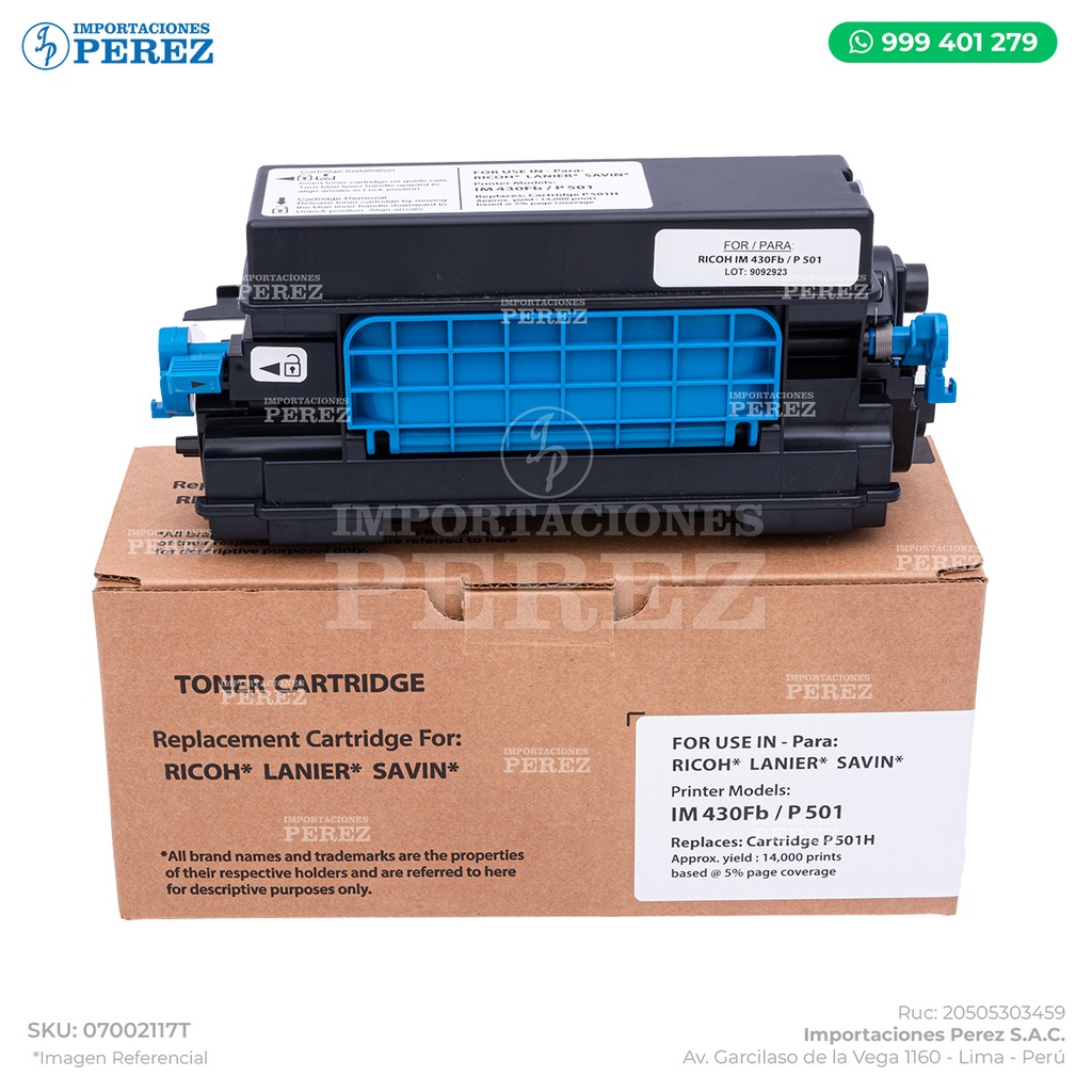 Toner Cartucho Ricoh [Intercopy] IM430 - 14k 