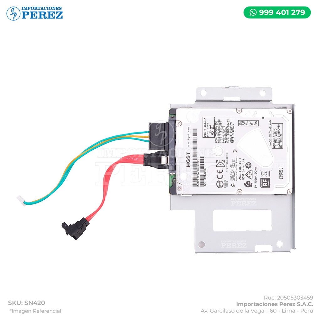 Disco Duro Completo 250Gb (c/base + cable Poder + Cable Sata) - SEMI-NUEVO [Original - Konica Minolta]