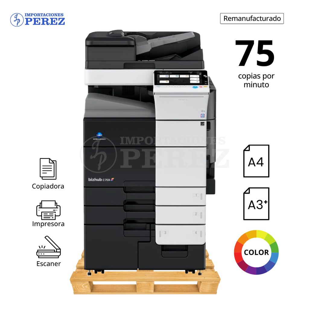 Fotocopiadora Konica Minolta Bizhub C759 REMANUFACTURADA (110/220v)