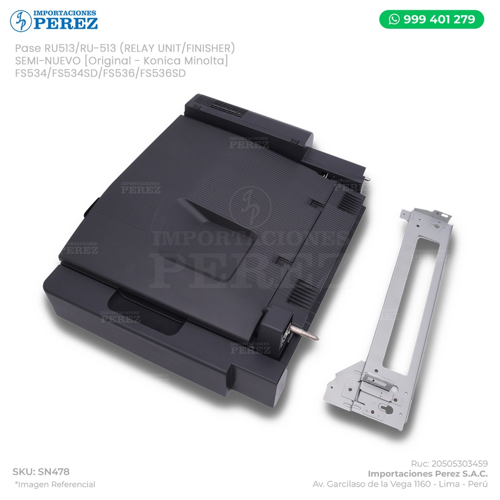 Pase RU513/RU-513 (RELAY UNIT/FINISHER) Para: FS536/FS536DS/FS534/FS534SD - SEMI-NUEVO [Original - Konica Minolta]