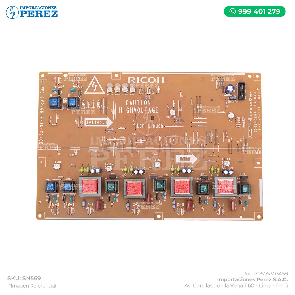 Tarjeta HV (PWB:HVP - POWER PACK:C/B)- SEMI-NUEVO [Original - Ricoh]