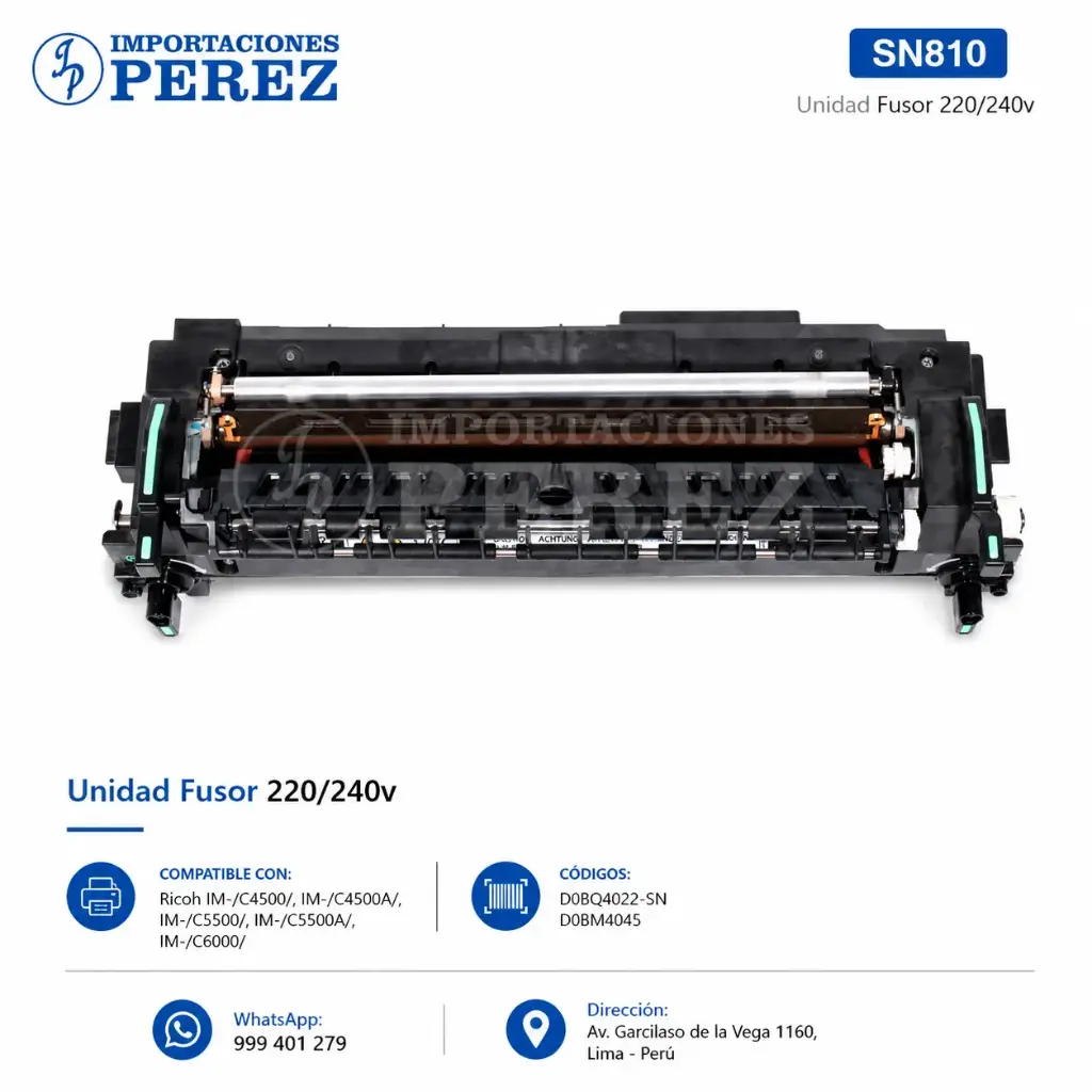 Unidad Fusor 220/240v (FUSING UNIT:120V:IMC 4500-6000 (EU/AA/KOR/CHN) SEMI-NUEVO [Original - Ricoh]