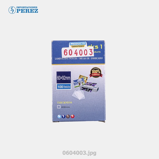 [0604003] Mica Enmicado Carnet 60x92 - 200mic (Caja x 100unds)