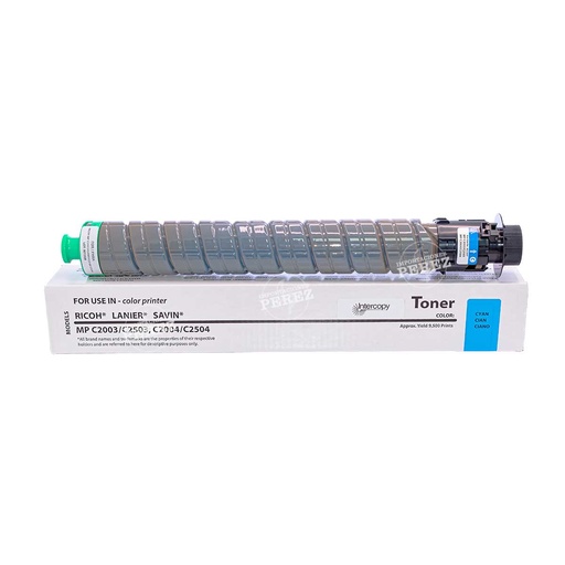 [07001574] Toner Cartucho Cyan Ricoh [Intercopy] Type MPC2003 202g 