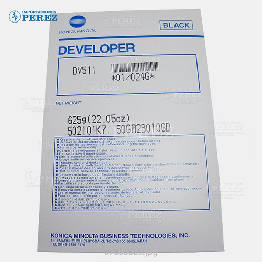 [07006029] Revelador DV511 625g [Original - Konica Minolta]