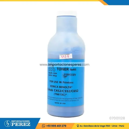 [07001128] Toner Recarga Cyan Konica Minolta [Intercopy] Botella/460g 