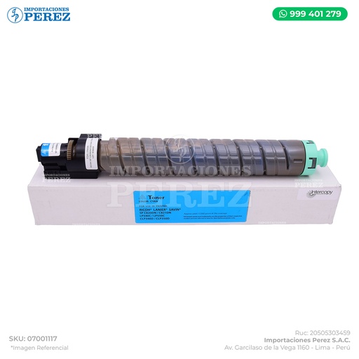 [07001117] Toner Cartucho Cyan Ricoh [Intercopy] SP-C820 360g 