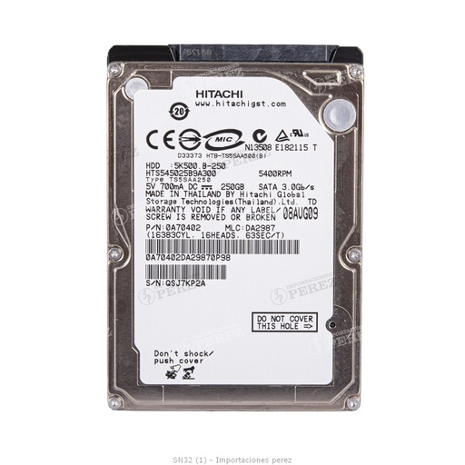 [SN32] Disco Duro (solo disco) 250Gb - SEMI-NUEVO [Original - Konica Minolta]