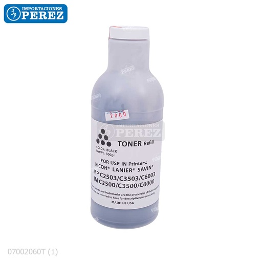 [07002060T] Toner Recarga Black Ricoh [Intercopy]  Botella/300g 