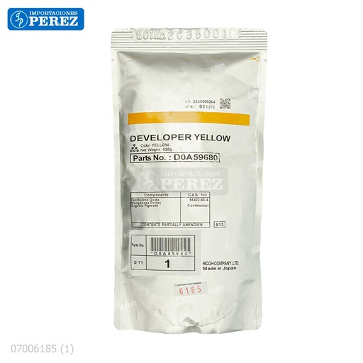 [07006185] Revelador Yellow 620g [Original - Ricoh]
