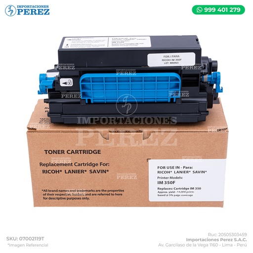[07002119T] Toner Cartucho Ricoh [Intercopy] IM350 - 14.0k 