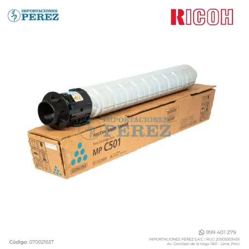 [07002165T] Toner Cartucho Cyan Ricoh [Original Ricoh] 260g 
