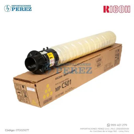 [07002167T] Toner Cartucho Yellow Ricoh [Original Ricoh] 260g 