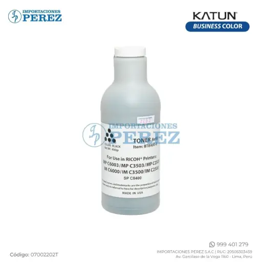 [07002202T] Toner Recarga Black Ricoh [Intercopy]  Botella/450g 